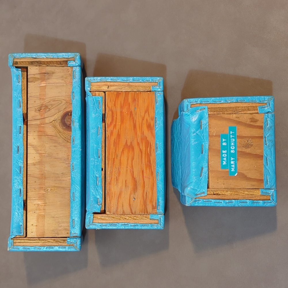 Doll Furniture Living Room Set of 3 Hand Crafted Vintage Blue Boat seat material - Picture 7 of 16